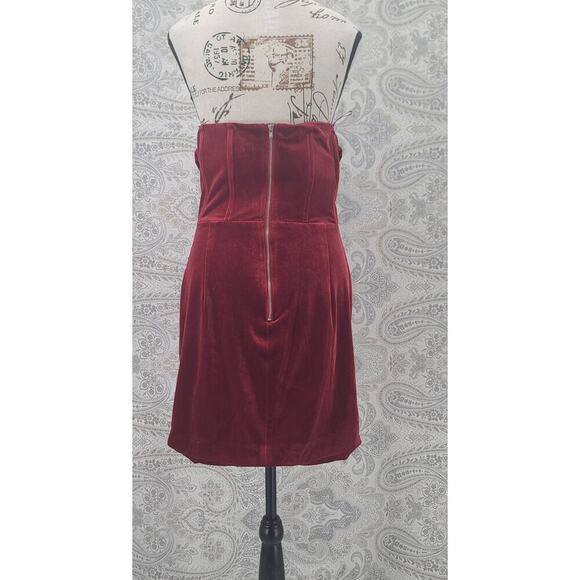 Bardot Claudette Mini Dress Deep Red Velvet Lolita Gothiclolita Holiday Party - Picture 5 of 13